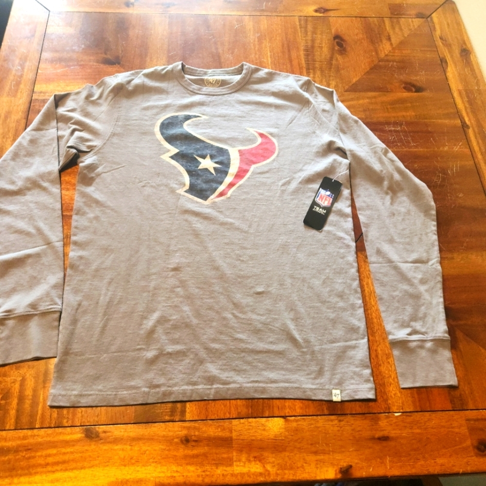 NFL 47 Brand Houston Texans Gray Long Sleeve Shirt Size Small